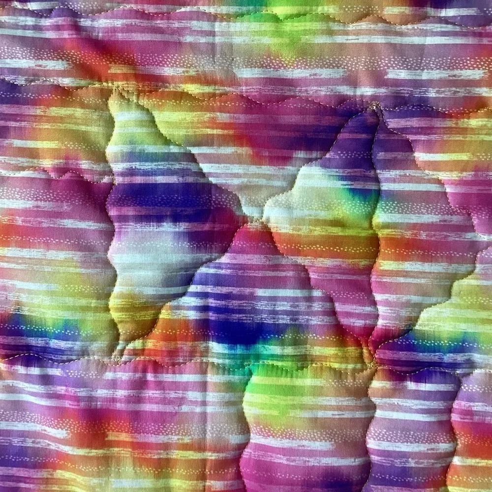 NWT. Hand Crafted Field of Flowers  Quilt with Green, Yellow and Pink Accents